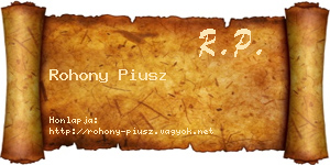 Rohony Piusz névjegykártya